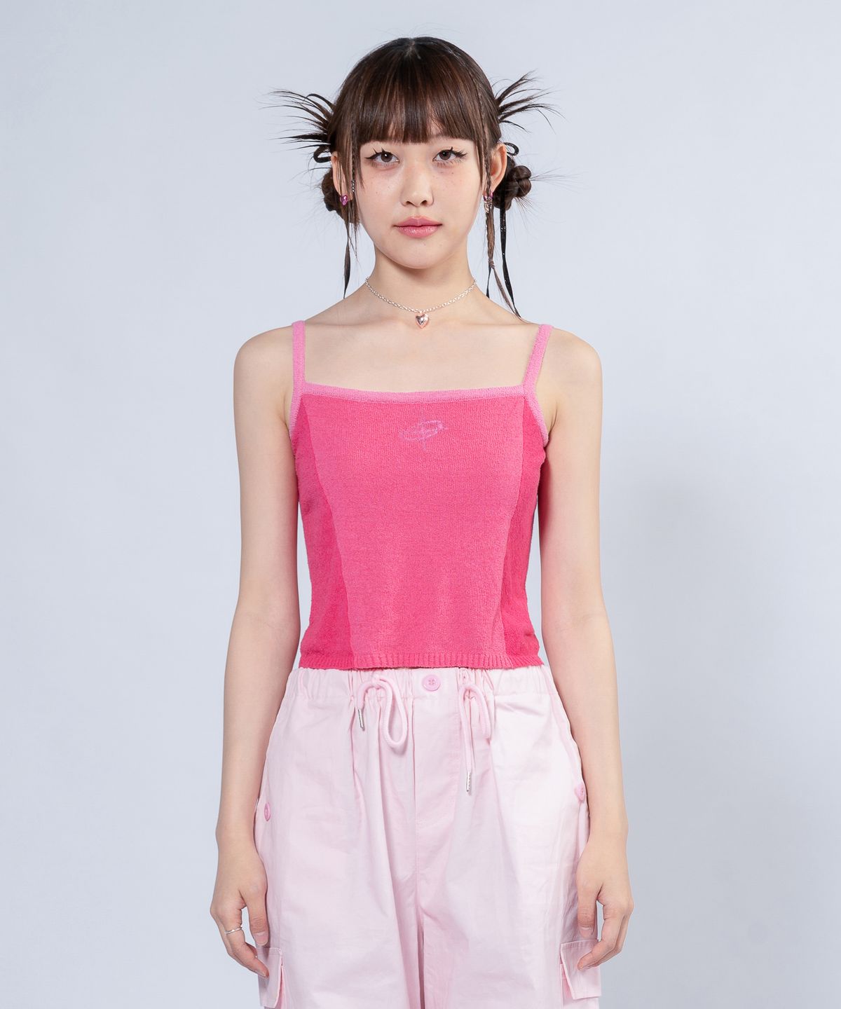 언유주얼 노말(UNUSUALNORMAL) NASH 2 COLOR KNIT TOP_PINK