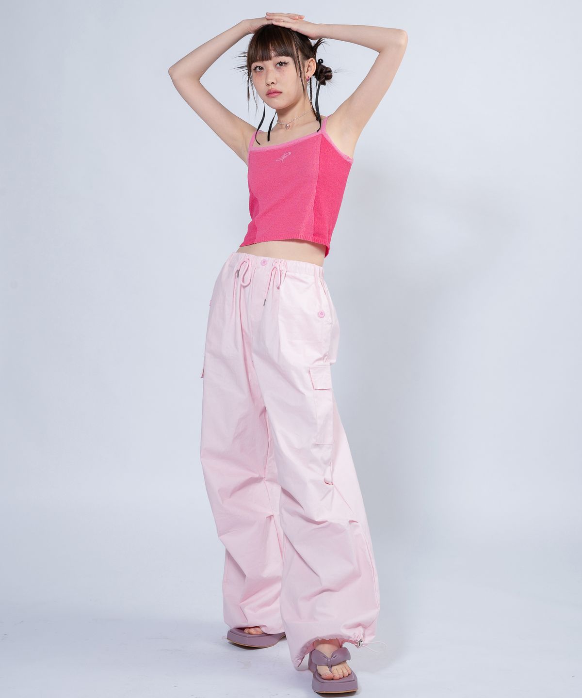 언유주얼 노말(UNUSUALNORMAL) NASH 2 COLOR KNIT TOP_PINK