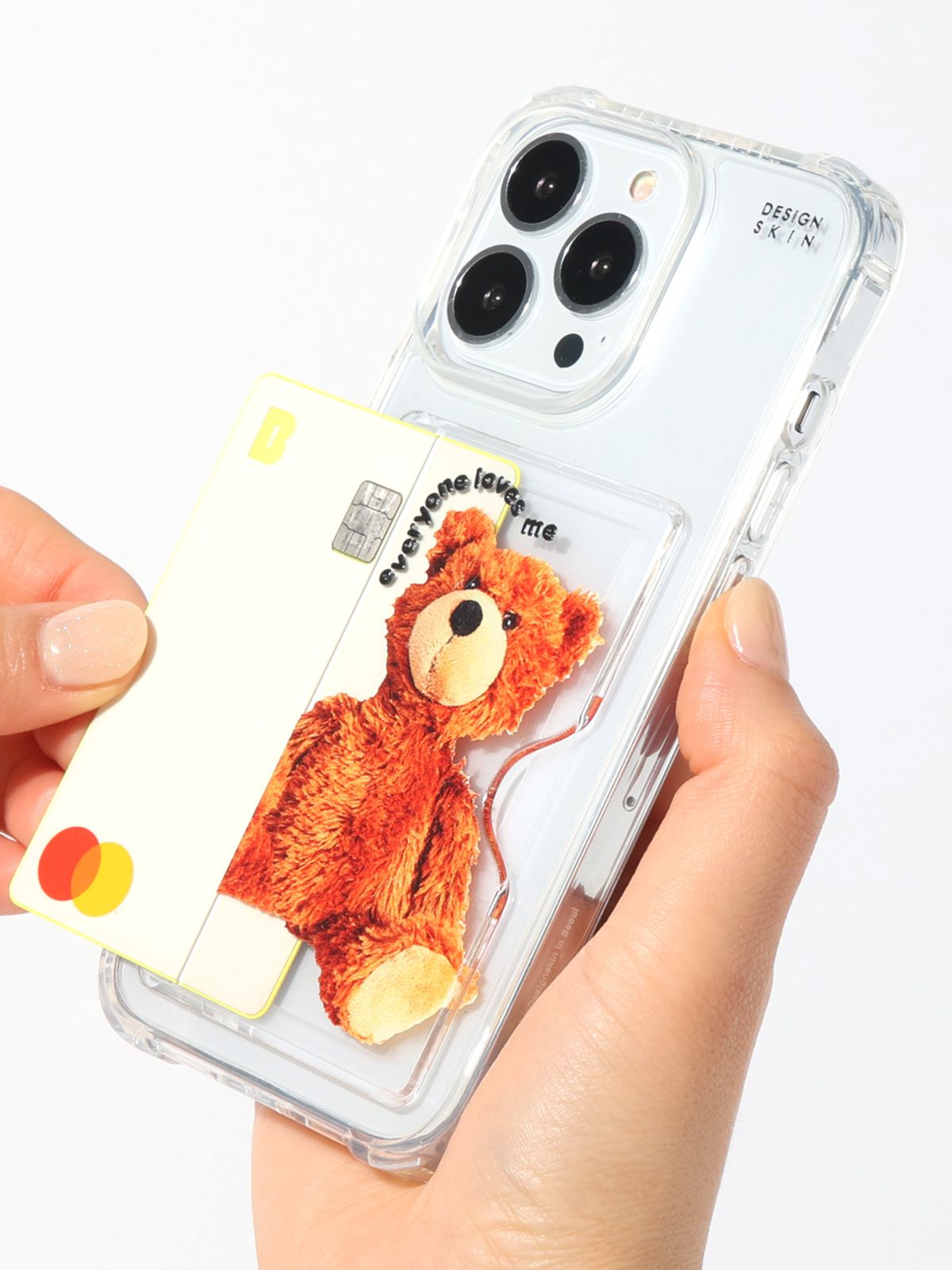 디자인스킨(DESIGNSKIN) 피닉스 클리어 카드슬롯 범퍼 그래픽 케이스-테디베어