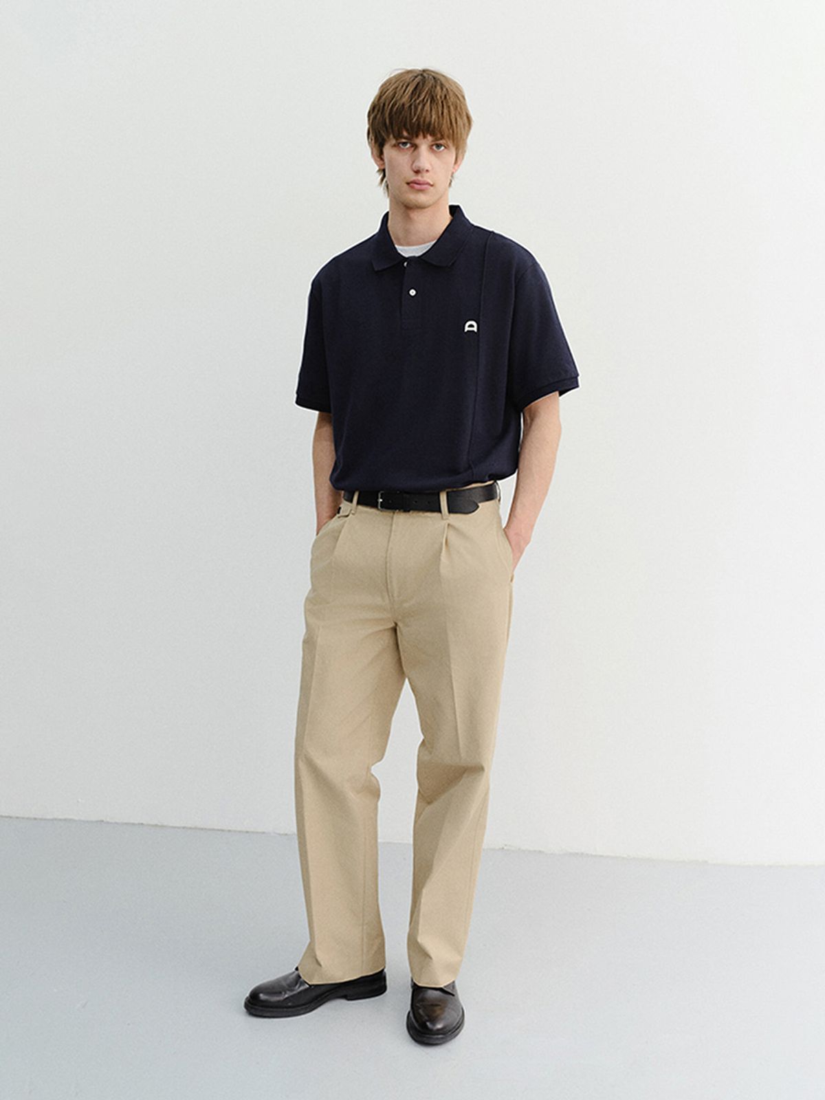 던스트 포 맨(DUNST FOR MEN) LEATHER LOGO POLO SHIRT_UNISEX_UDTS6B122_NAVY