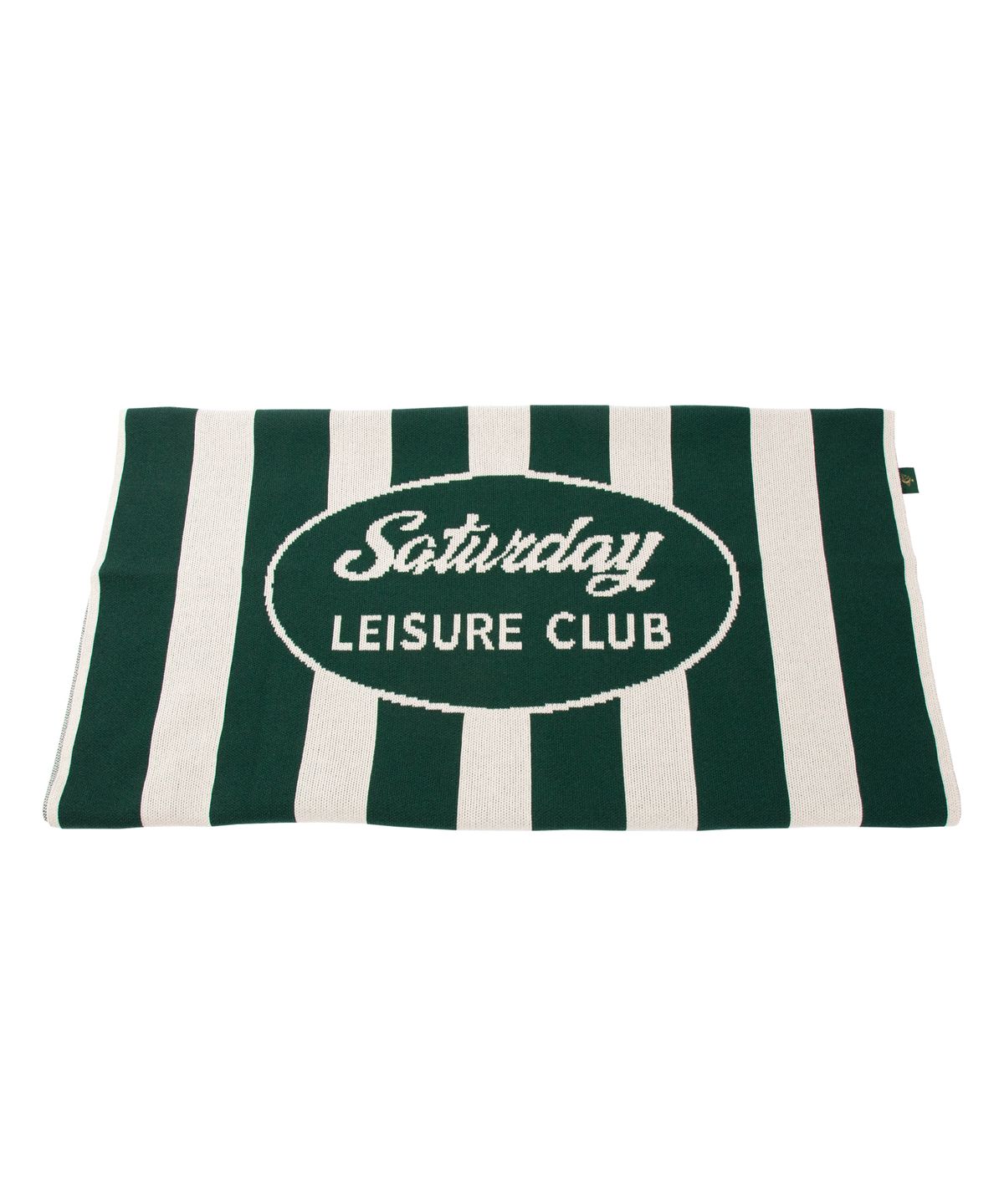 세러데이 레저 클럽(SATURDAY LEISURE CLUB) Knit Leisure Mat & Blanket - British Racing Green & Ivory Stripe