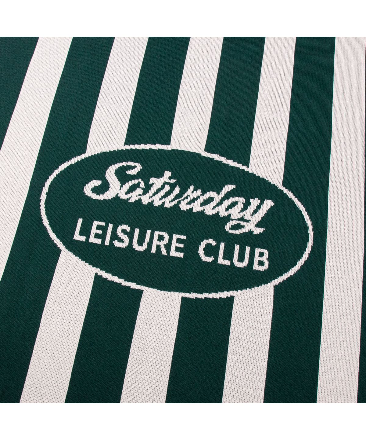세러데이 레저 클럽(SATURDAY LEISURE CLUB) Knit Leisure Mat & Blanket - British Racing Green & Ivory Stripe
