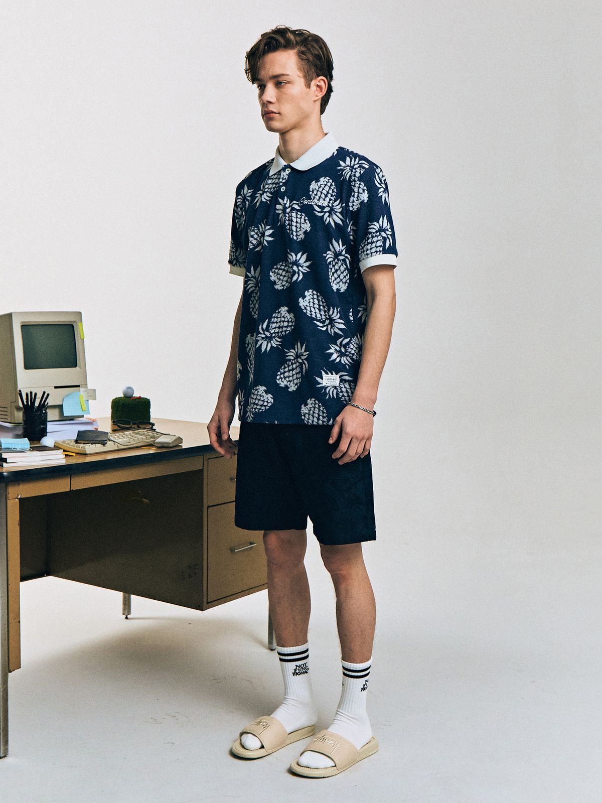 컨티먼트(CONTEMENT) PINEAPPLE JACQUARD COTTON SHORTS