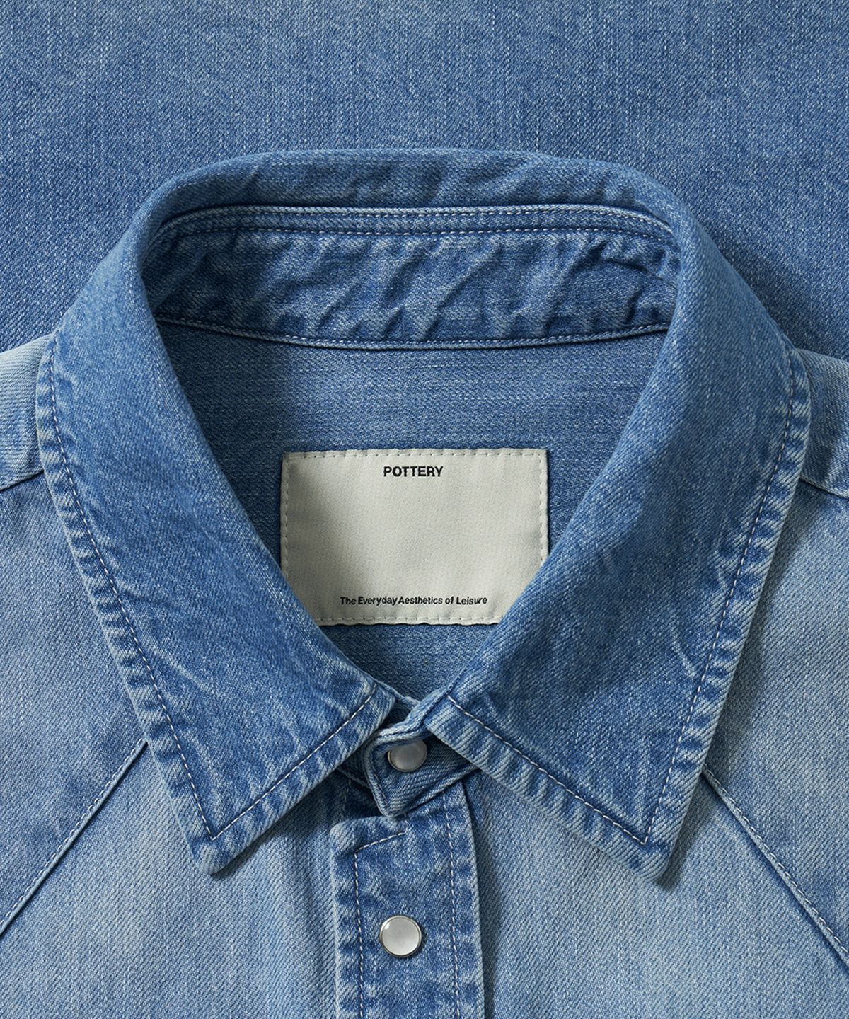 포터리(POTTERY) Light Denim Shirt (Mid Blue)