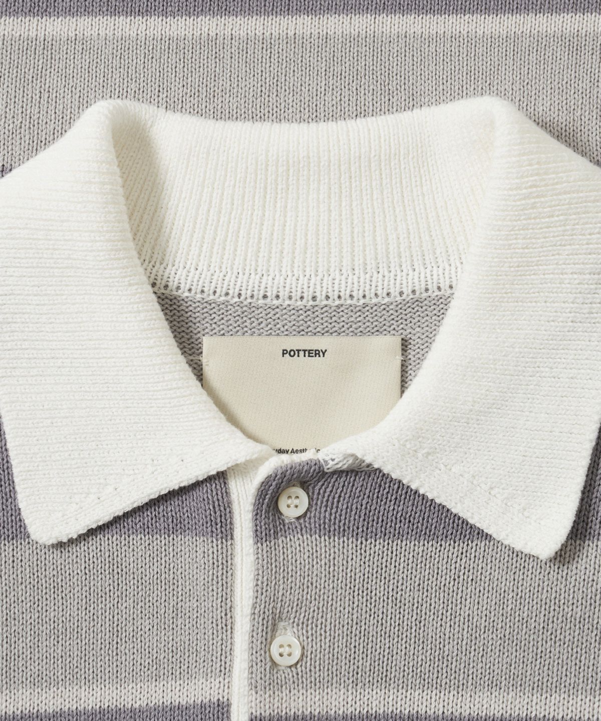 포터리(POTTERY) Short Sleeve Rugby Polo Knit (Light Gray)