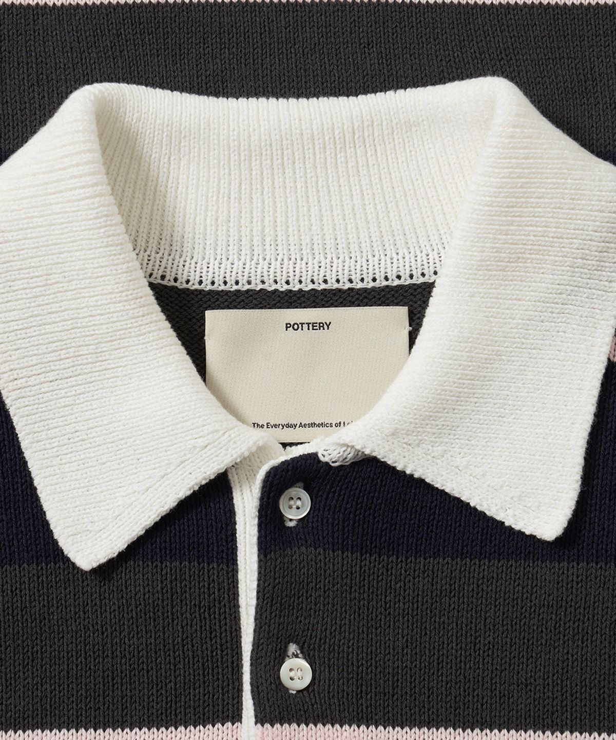 포터리(POTTERY) Short Sleeve Rugby Polo Knit (Dark Navy)