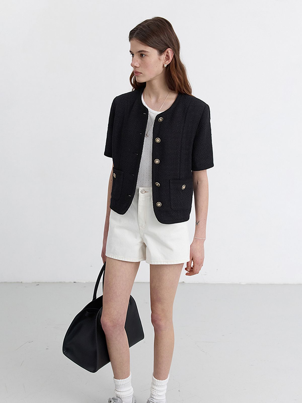 던스트(DUNST) SUMMER TWEED JACKET_UDJA5B223_BLACK