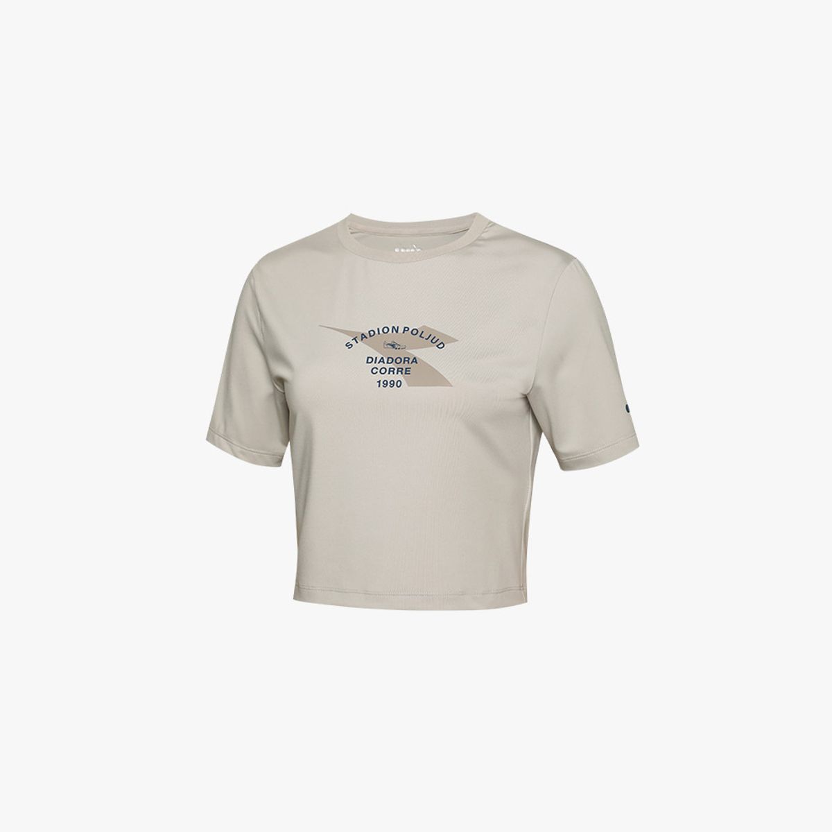 디아도라(diadora) 스타디움 액티브 크롭 반팔티셔츠 우먼 LIGHT KHAKI