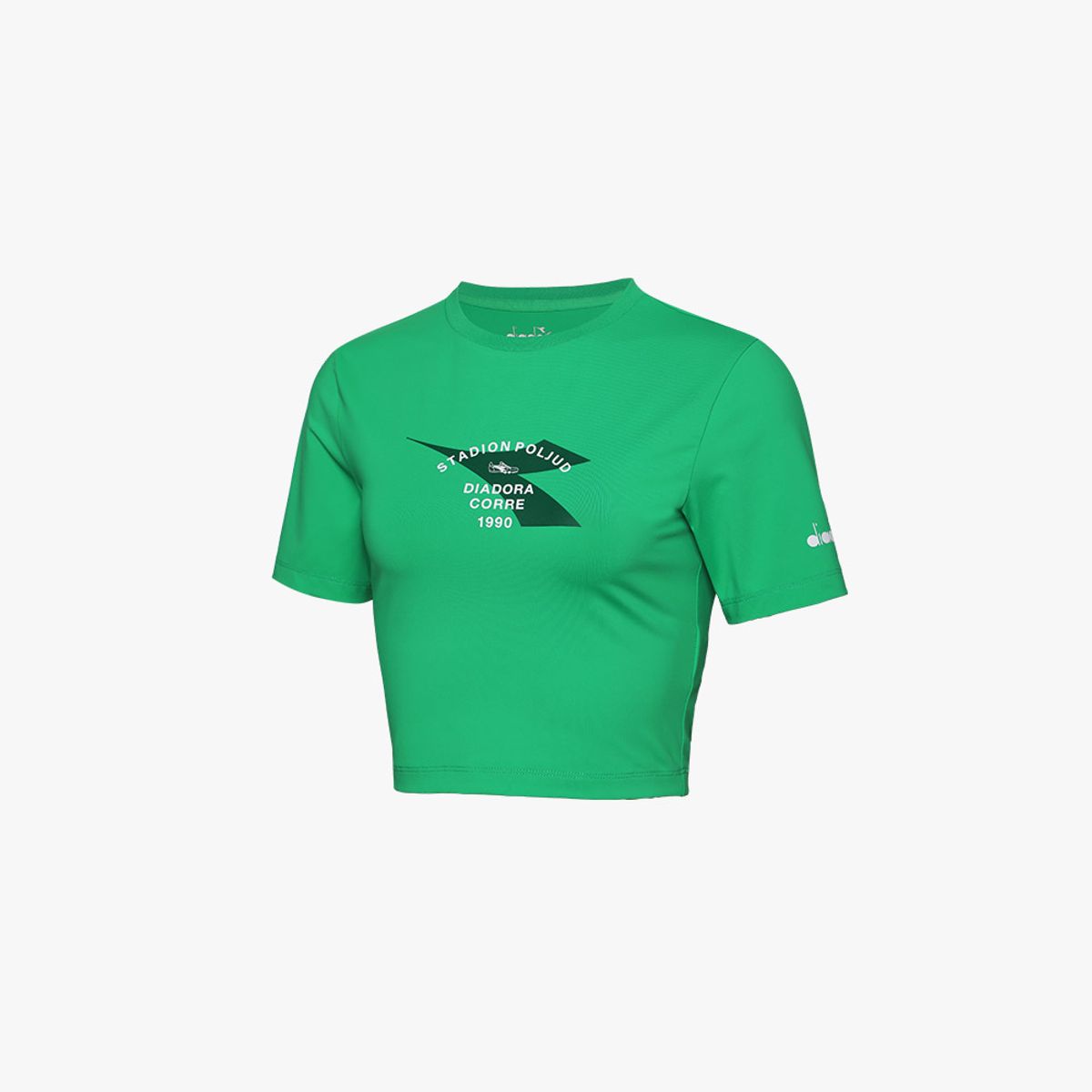 디아도라(diadora) 스타디움 액티브 크롭 반팔티셔츠 우먼 GREEN