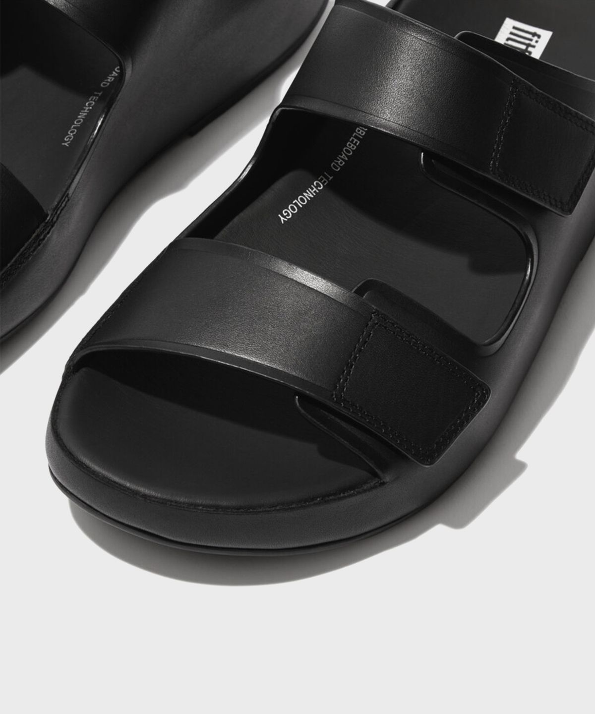 핏플랍(FITFLOP) 남성 사멜 벨크로 슬리퍼 레더 All Black