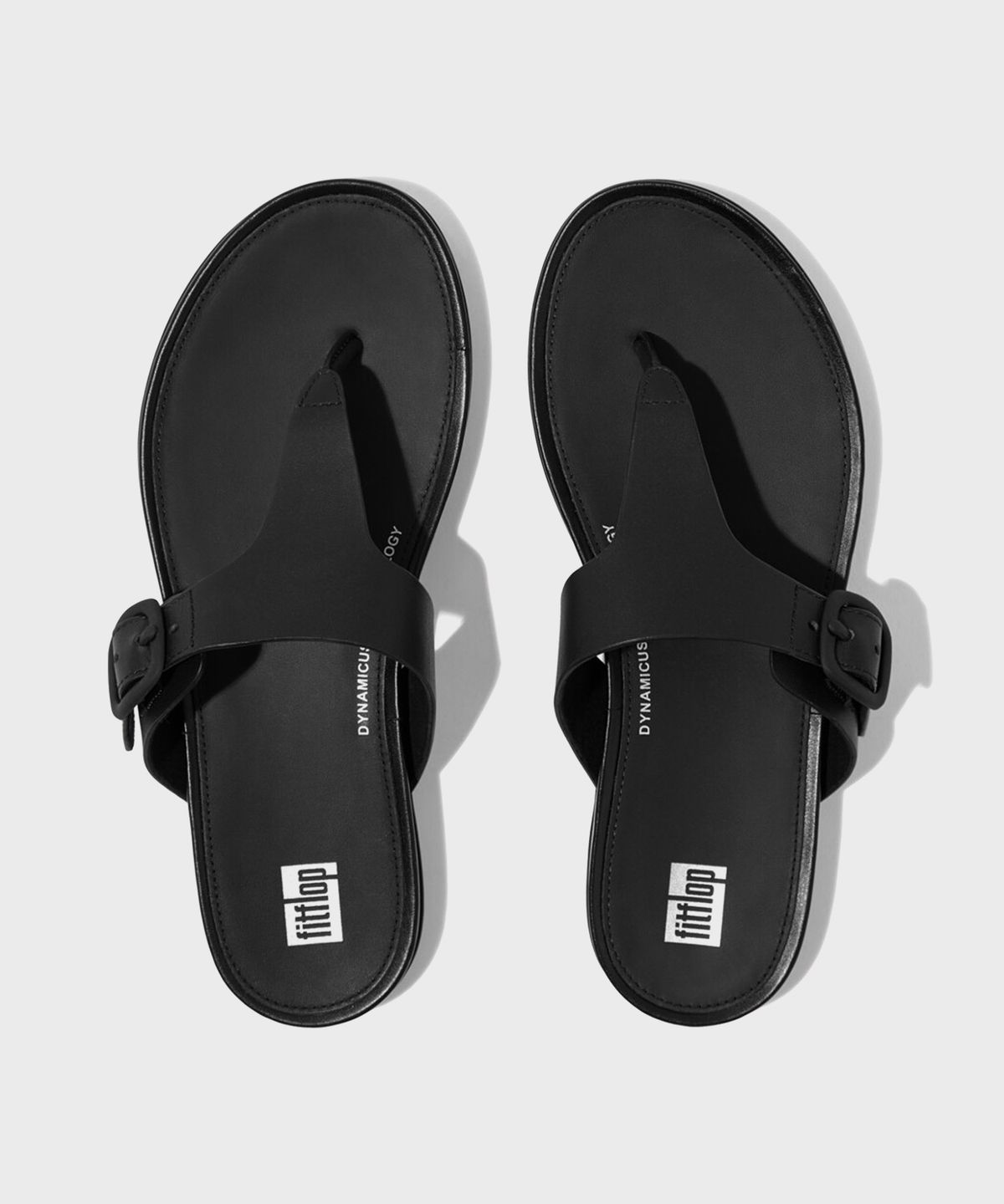 핏플랍(FITFLOP) 그라시에 버클 토포스트 레더 쪼리 All Black