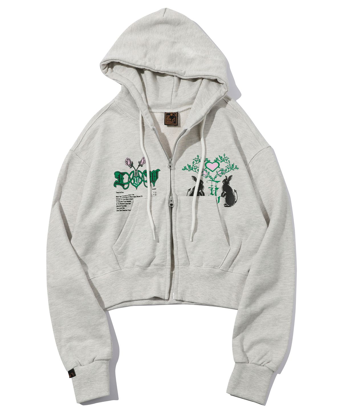 이퓨원트(IFYOUWANT) 2 WAY BUNNY CROP HOOD ZIPUP oatmeal