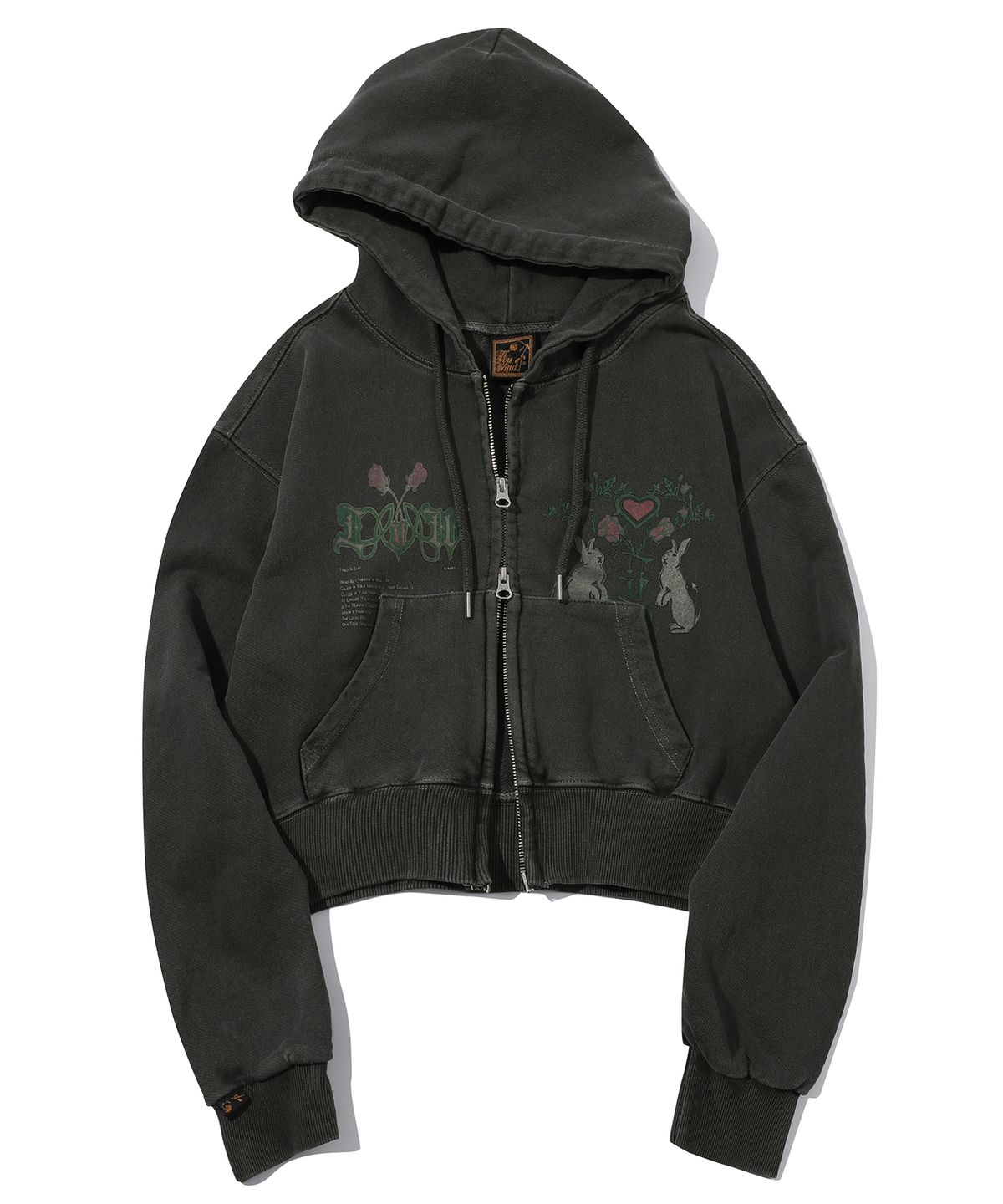 이퓨원트(IFYOUWANT) 2 WAY BUNNY CROP pigment HOOD ZIPUP smokeblack