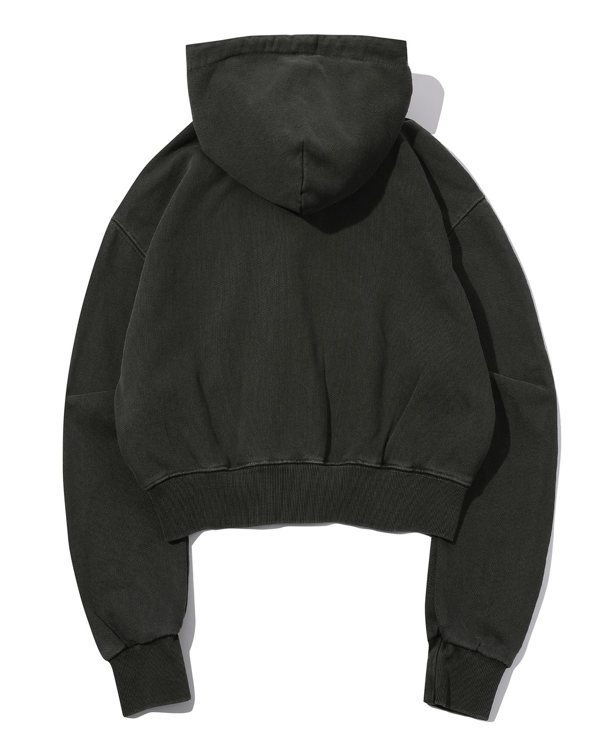 이퓨원트(IFYOUWANT) 2 WAY BUNNY CROP pigment HOOD ZIPUP smokeblack