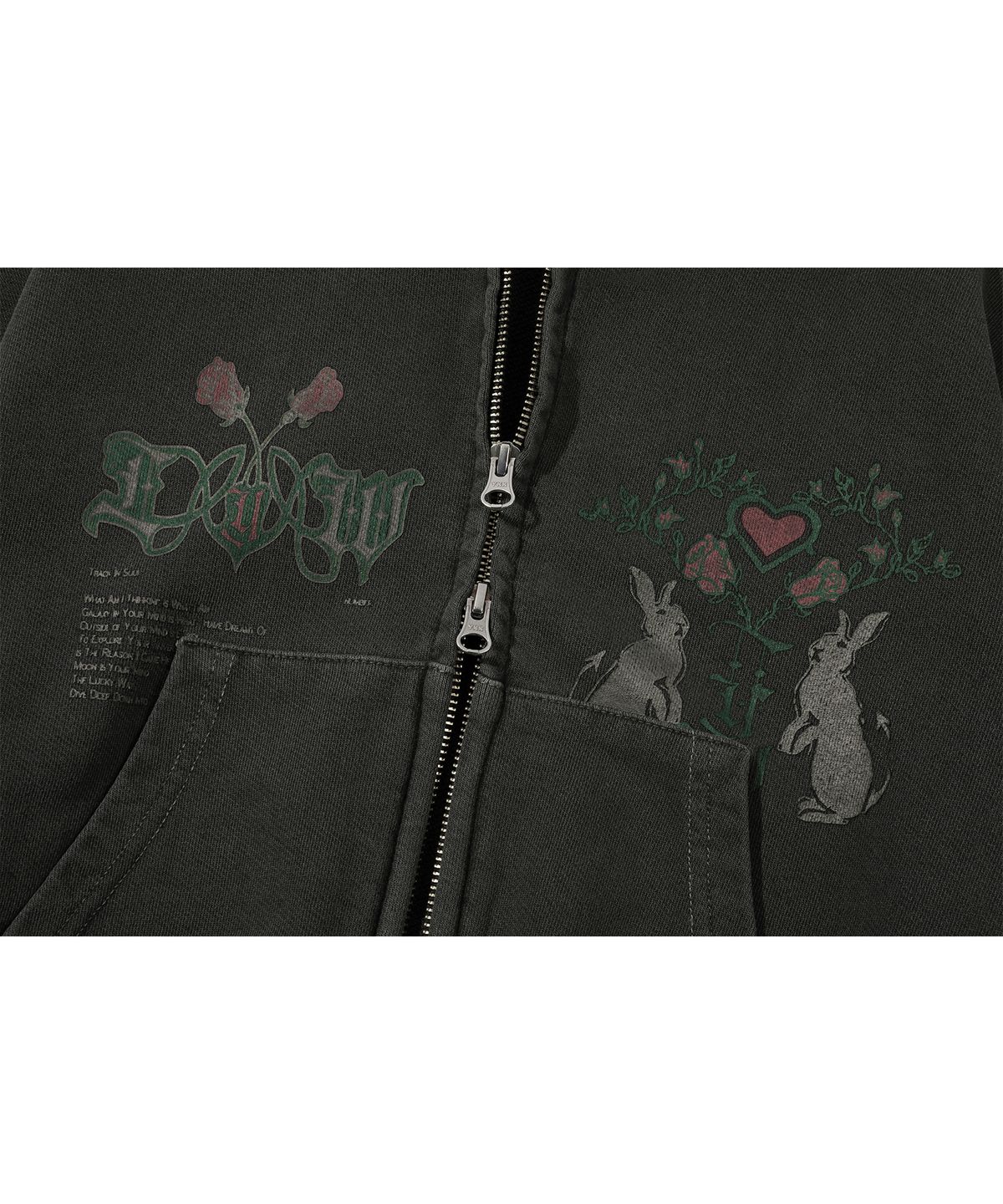 이퓨원트(IFYOUWANT) 2 WAY BUNNY CROP pigment HOOD ZIPUP smokeblack