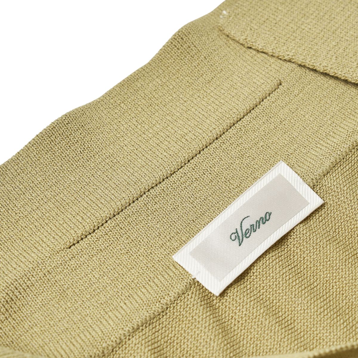 베르노(VERNO) Linen like open collar knit Olive
