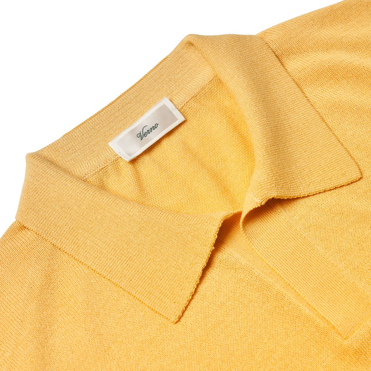 베르노(VERNO) Linen like open collar knit Yellow