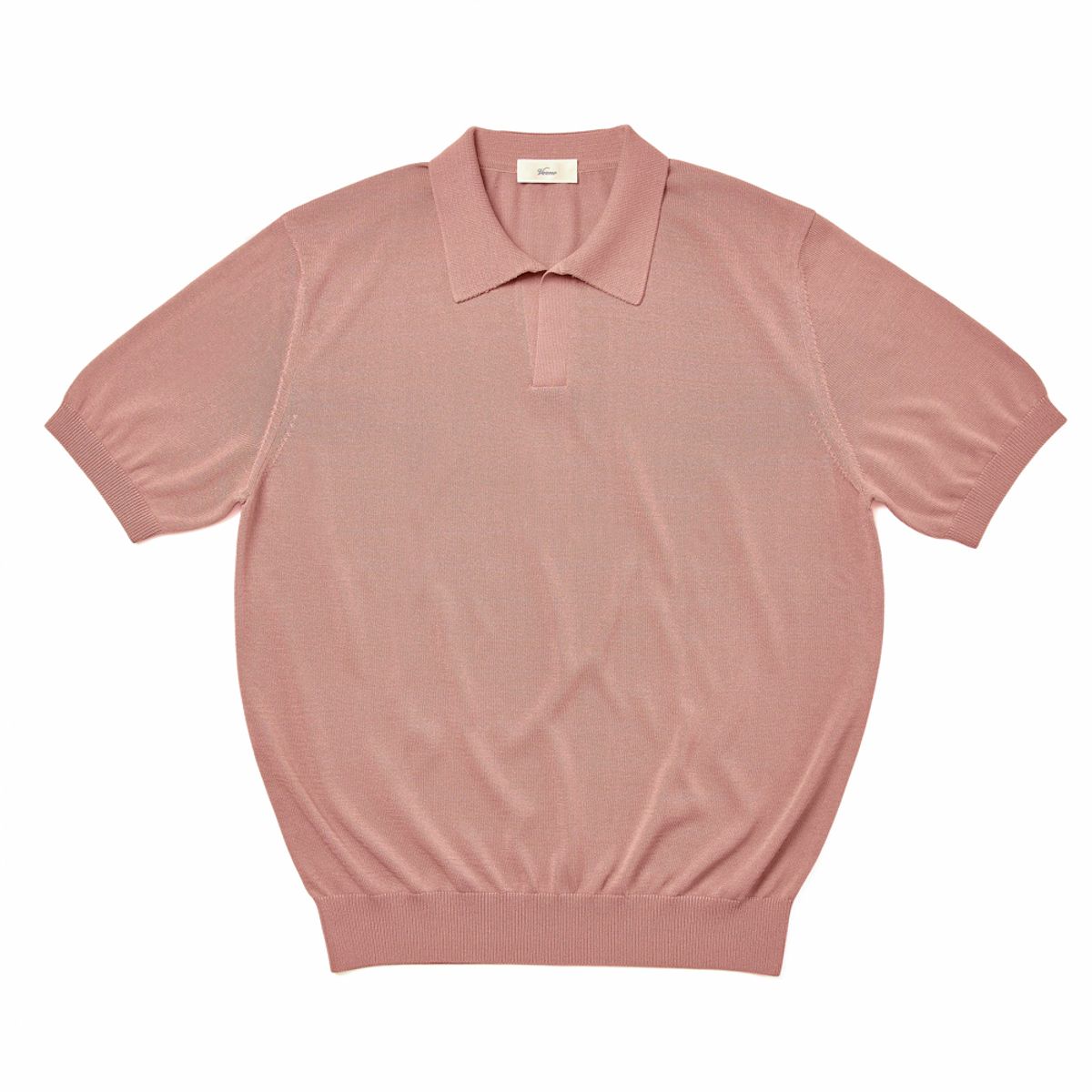 베르노(VERNO) Linen like open collar knit Pink