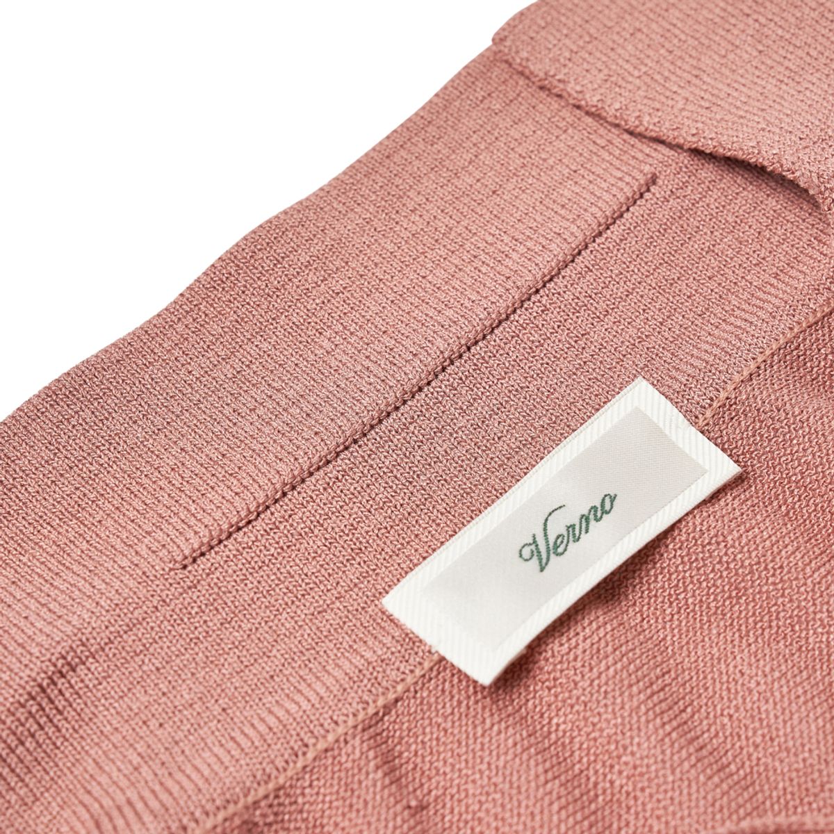 베르노(VERNO) Linen like open collar knit Pink