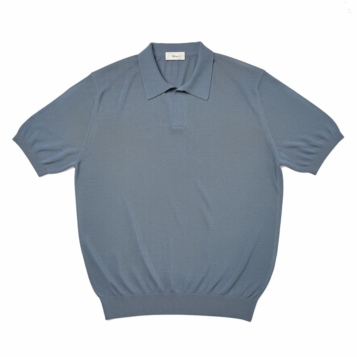 베르노(VERNO) Linen like open collar knit Blue