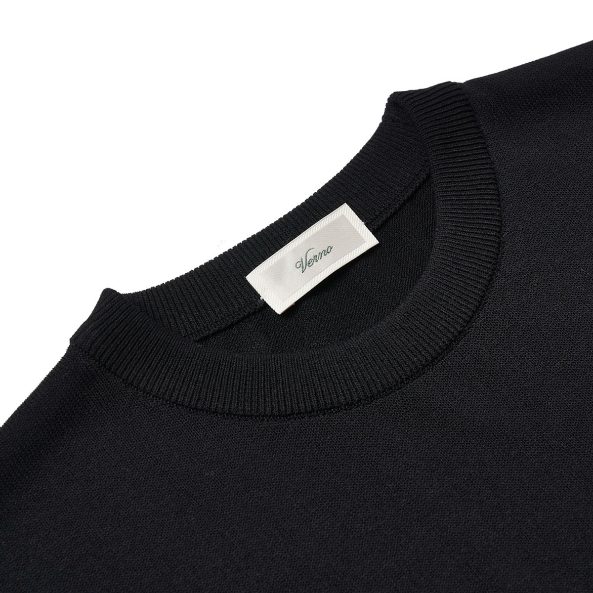 베르노(VERNO) [CASUAL]Linen like Long sleeve round knit Black