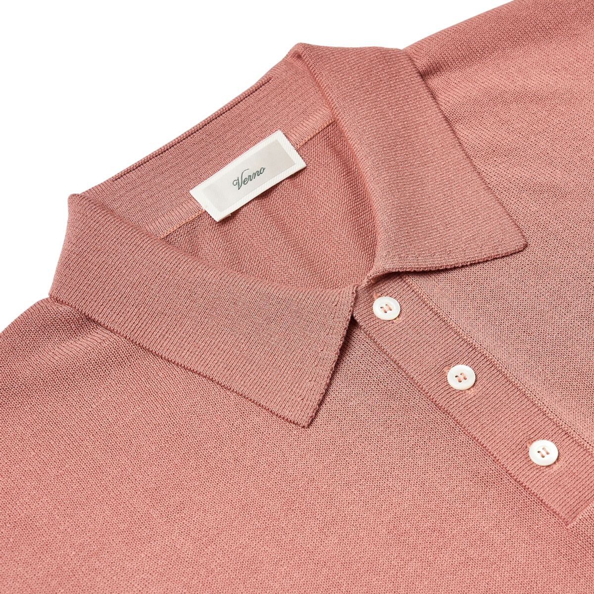 베르노(VERNO) [CASUAL]Linen like button polo knit Pink
