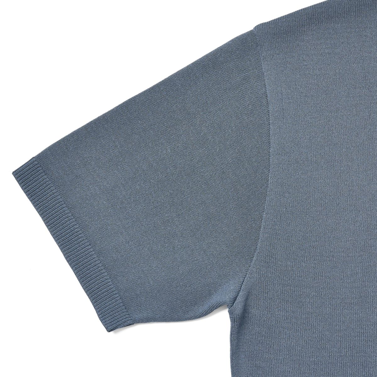 베르노(VERNO) [CASUAL]Linen like button polo knit Blue