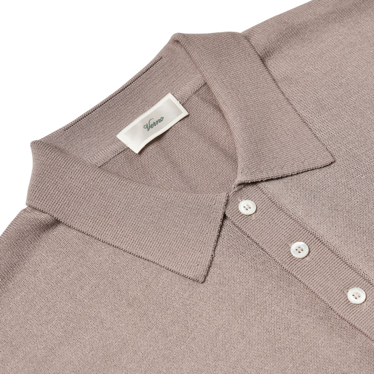 베르노(VERNO) [CASUAL]Linen like button polo knit Grey