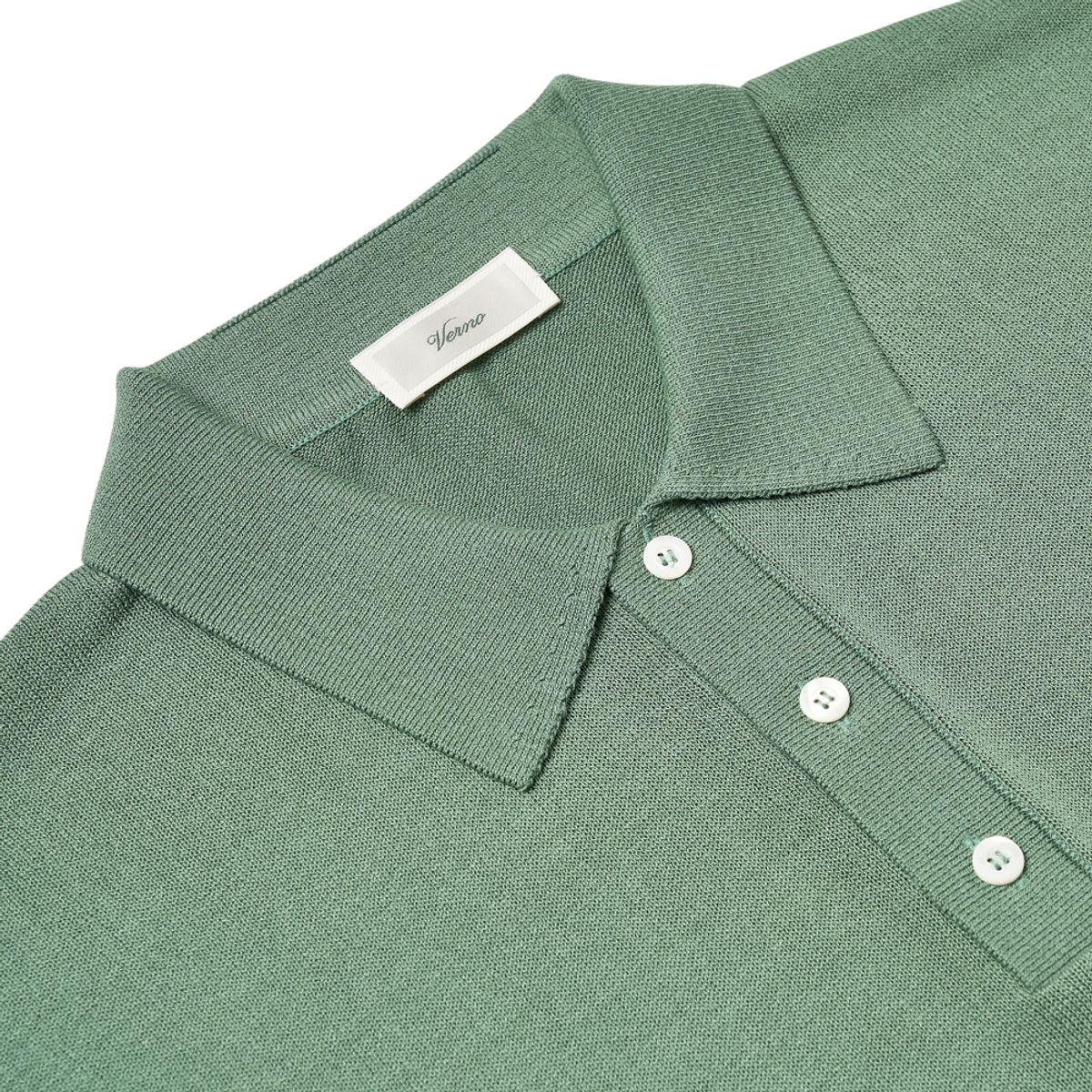 베르노(VERNO) Linen like button polo knit See green