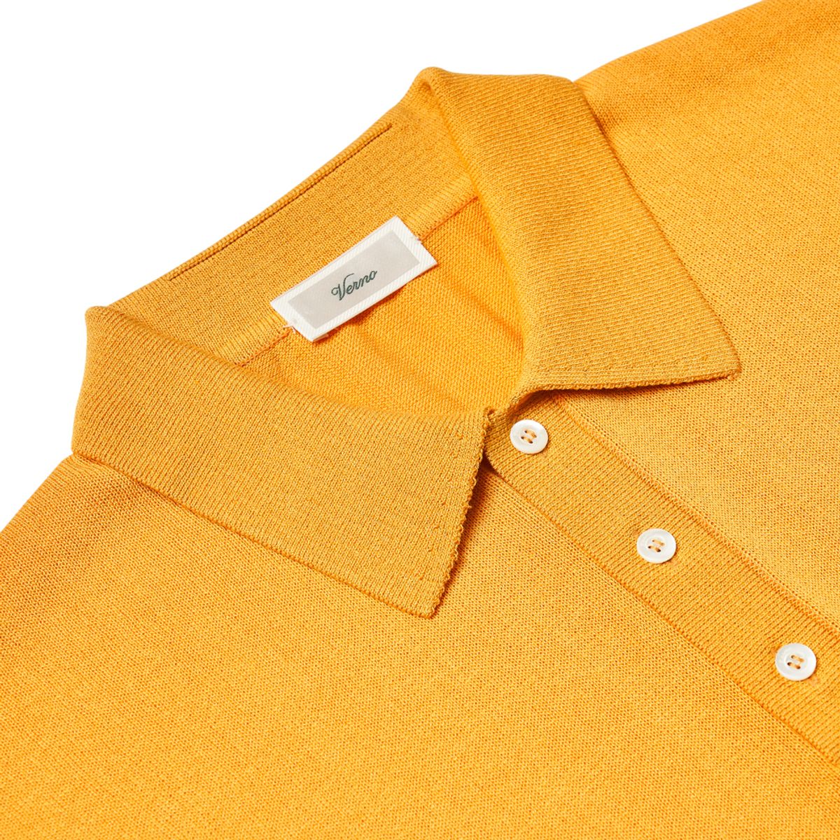 베르노(VERNO) [CASUAL]Linen like button polo knit Pumpkin