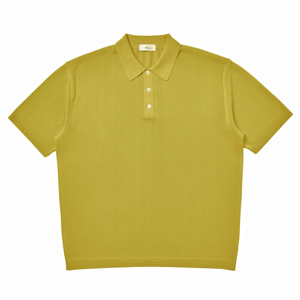 베르노(VERNO) [CASUAL]Linen like button polo knit Lime