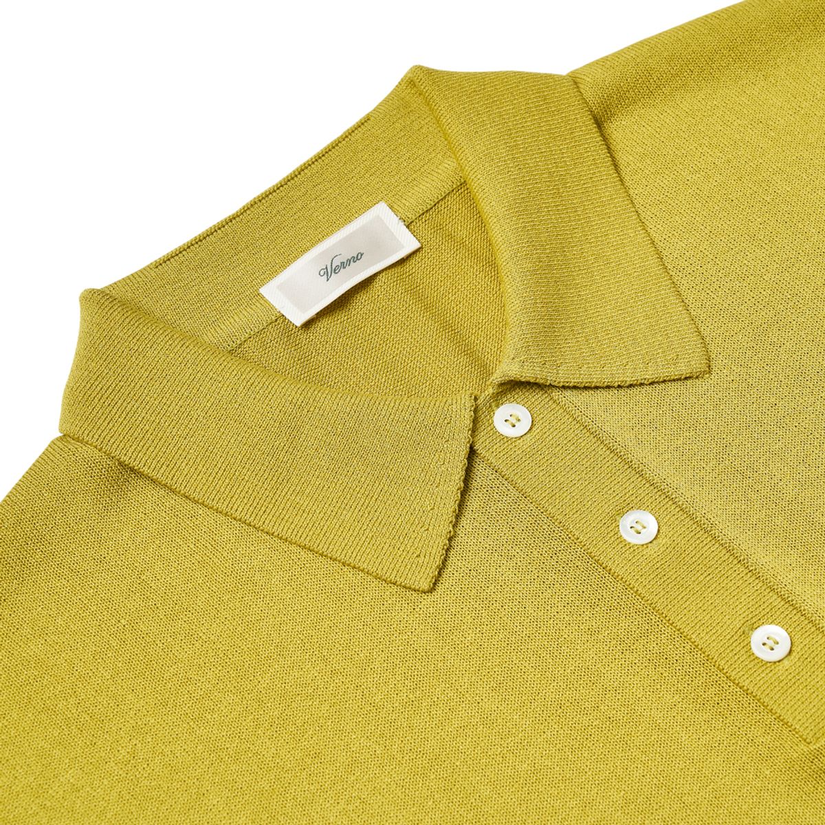 베르노(VERNO) [CASUAL]Linen like button polo knit Lime