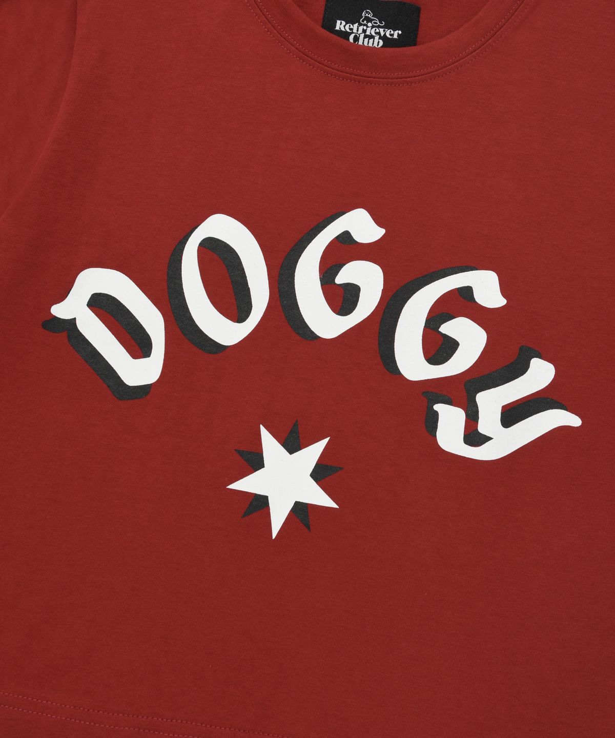 리트리버클럽(RETRIEVER CLUB) DOGGY STAR CROP TEE [BURGUNDY]