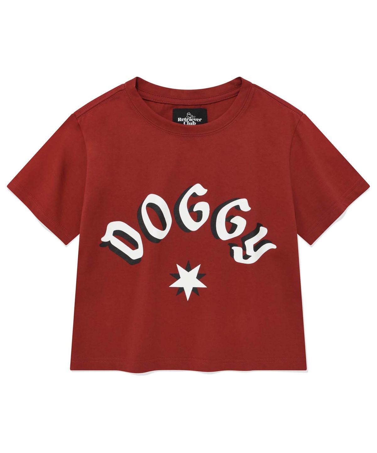 리트리버클럽(RETRIEVER CLUB) DOGGY STAR CROP TEE [BURGUNDY]