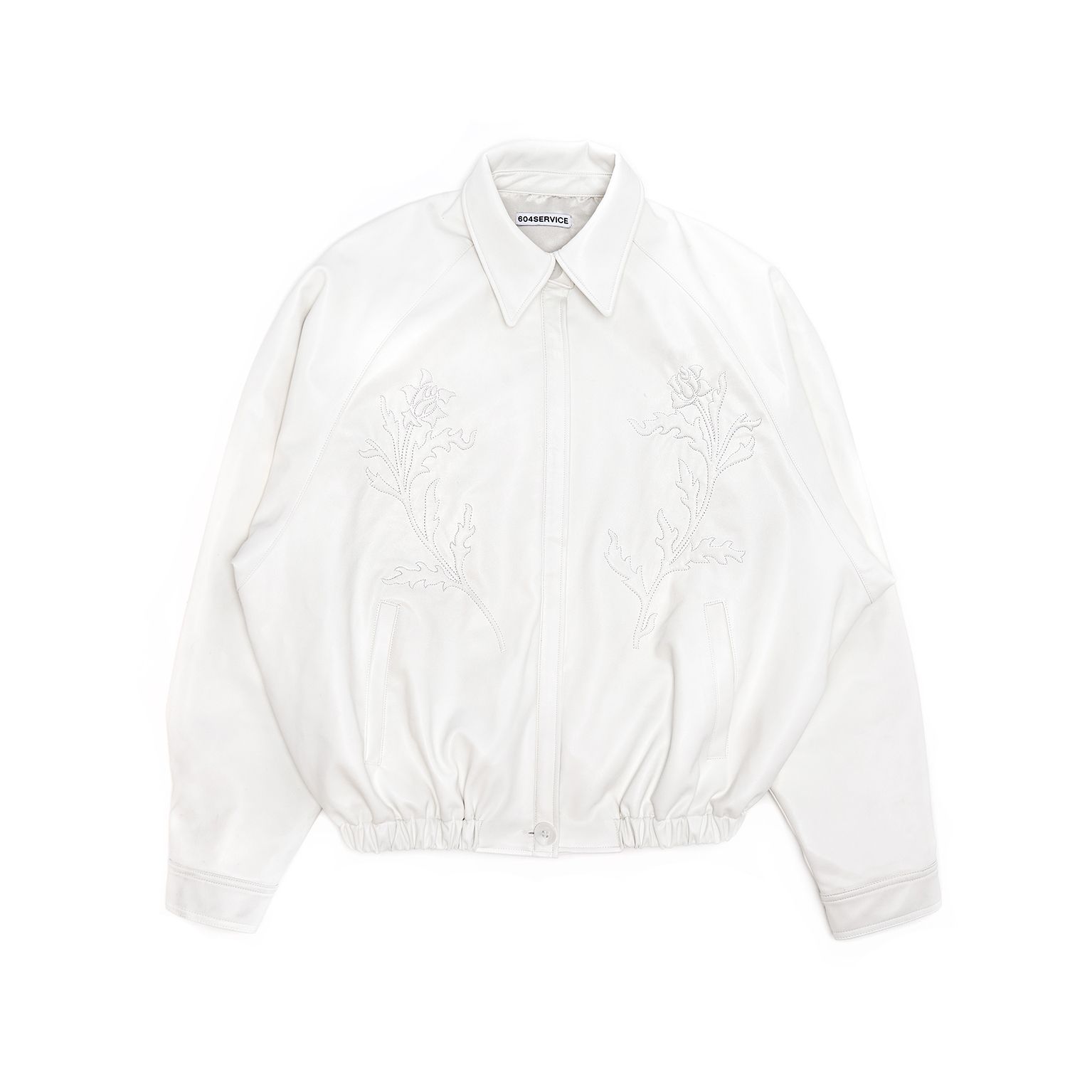 MUSINSA | 604SERVICE ROSES EMBOSSED LEATHER JACKET IN ECRU
