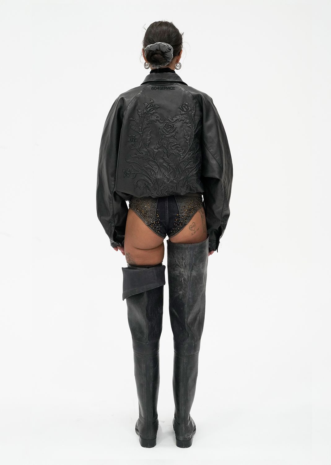 MILLO ARCHIVE ♥ Ribbed Leather Work Jacket /追跡付 Pinko - Costa Rica leather jacket black - The Corner