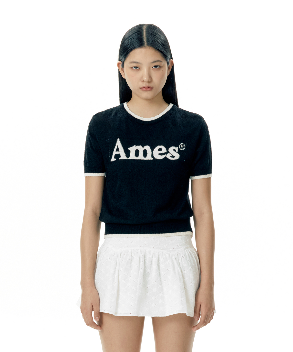 아메스 월드와이드(AMES-WORLDWIDE) BASIC LOGO KNIT BLACK
