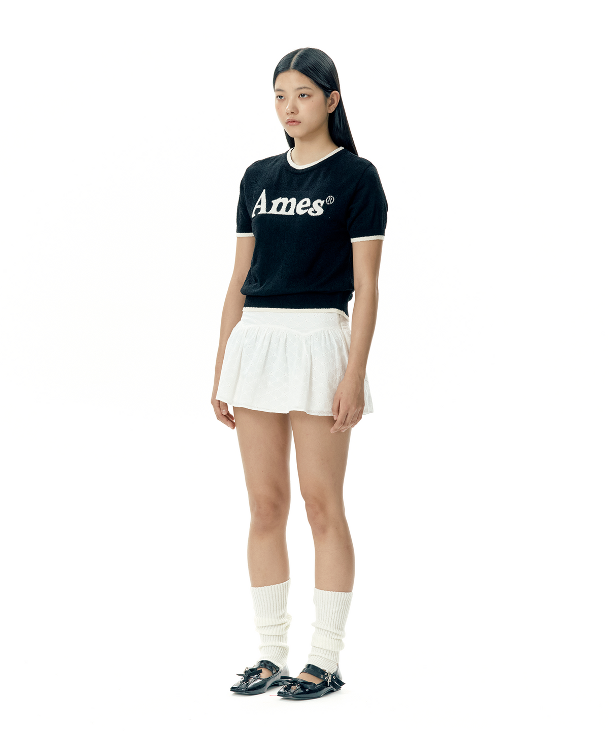 아메스 월드와이드(AMES-WORLDWIDE) BASIC LOGO KNIT BLACK