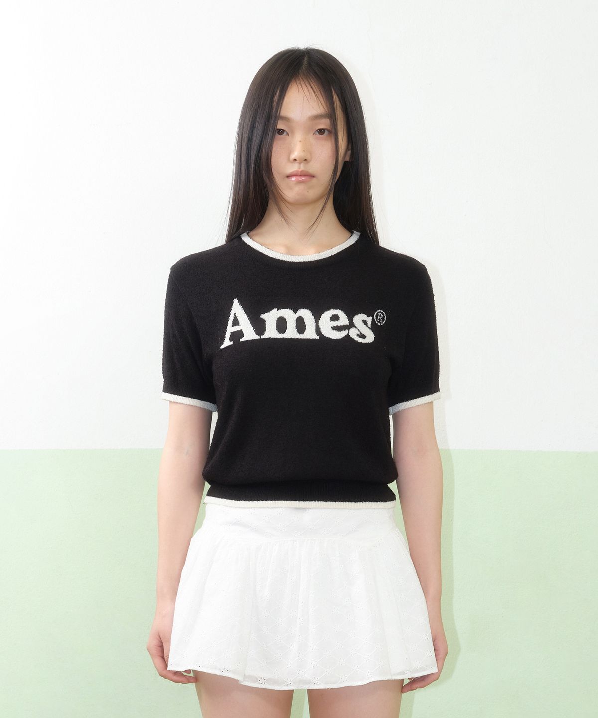 아메스 월드와이드(AMES-WORLDWIDE) BASIC LOGO KNIT BLACK