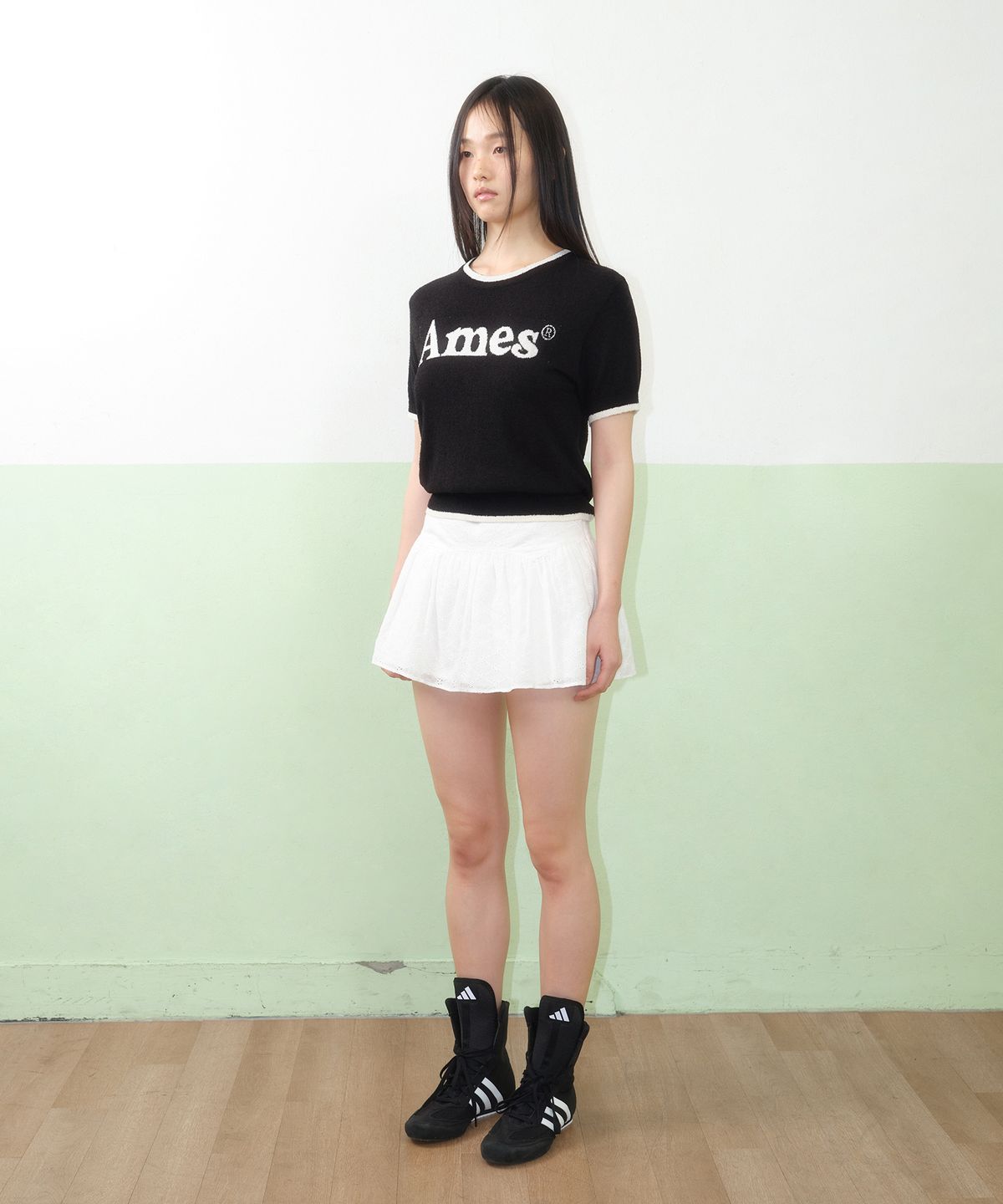 아메스 월드와이드(AMES-WORLDWIDE) BASIC LOGO KNIT BLACK