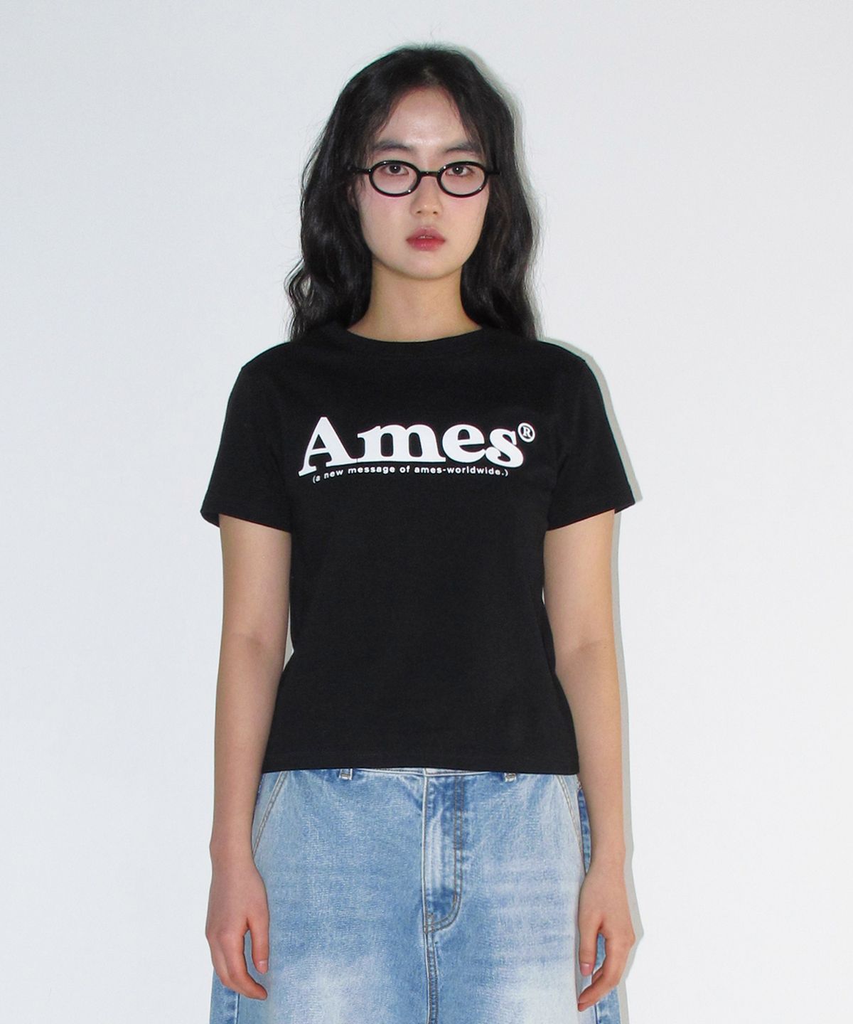 아메스 월드와이드(AMES-WORLDWIDE) (unisex) BASIC LOGO TEE BLACK