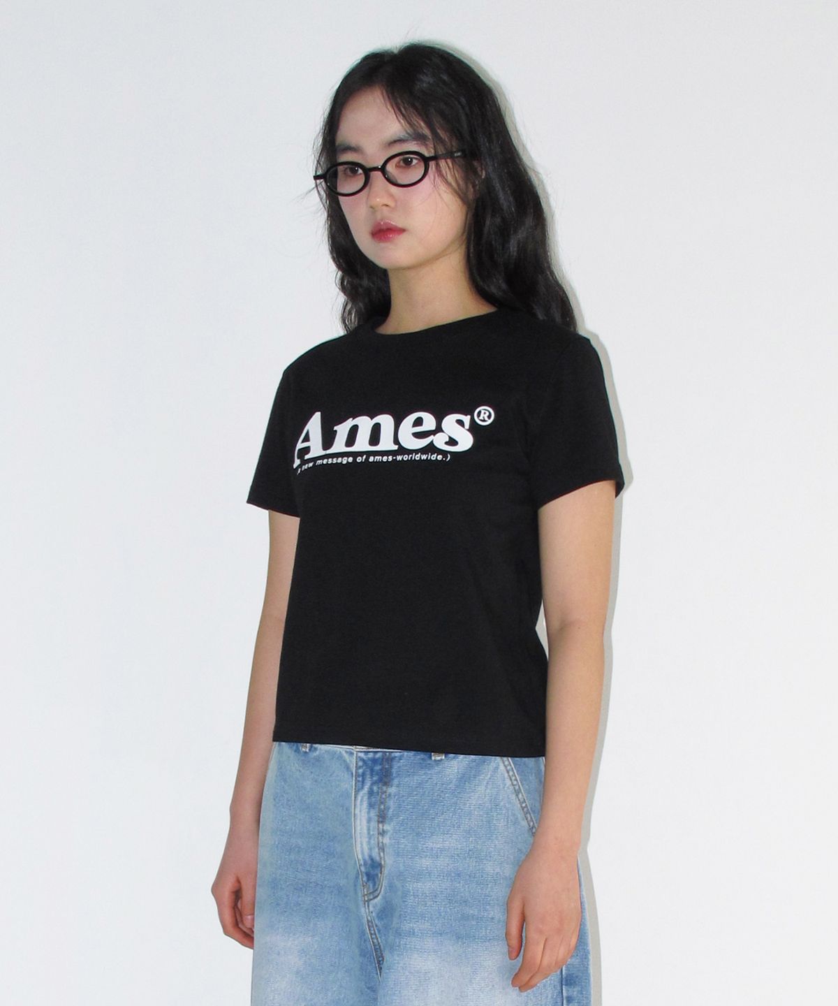 아메스 월드와이드(AMES-WORLDWIDE) (unisex) BASIC LOGO TEE BLACK
