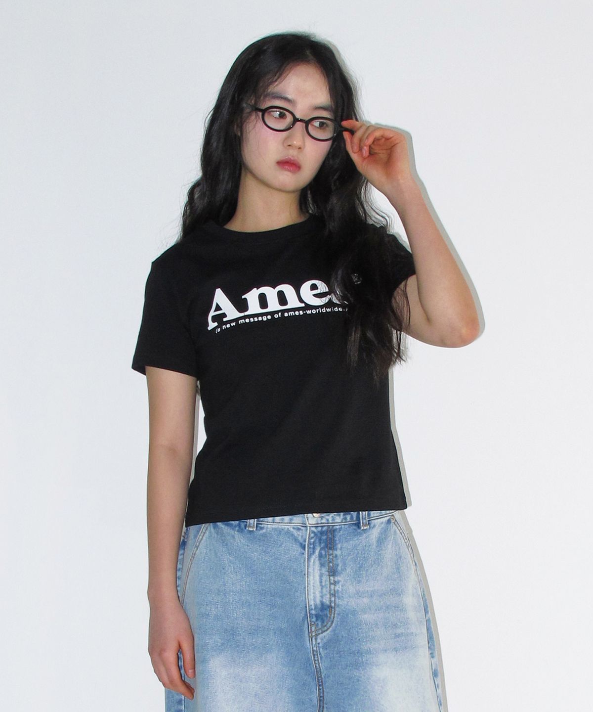 아메스 월드와이드(AMES-WORLDWIDE) (unisex) BASIC LOGO TEE BLACK