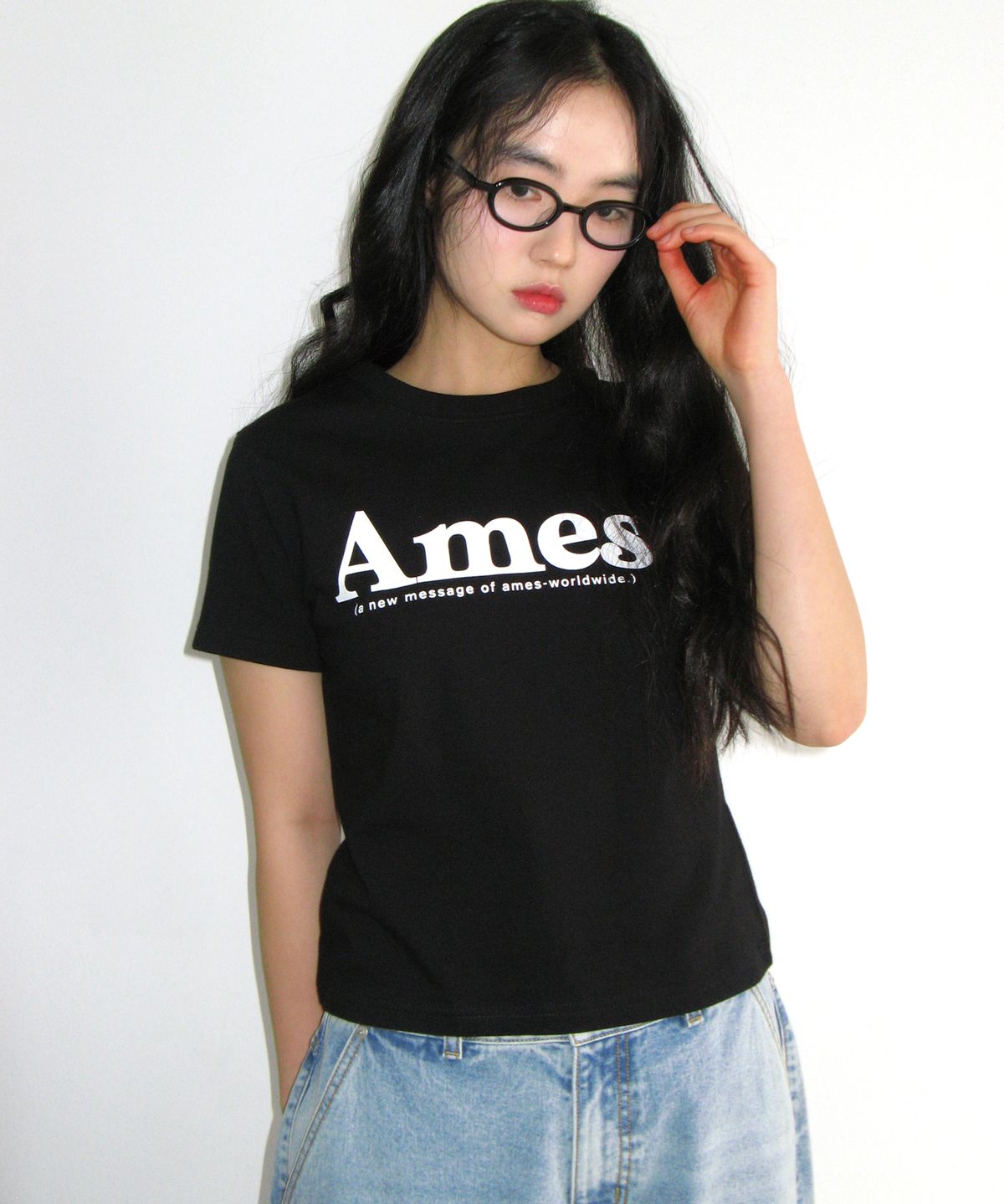 아메스 월드와이드(AMES-WORLDWIDE) (unisex) BASIC LOGO TEE BLACK
