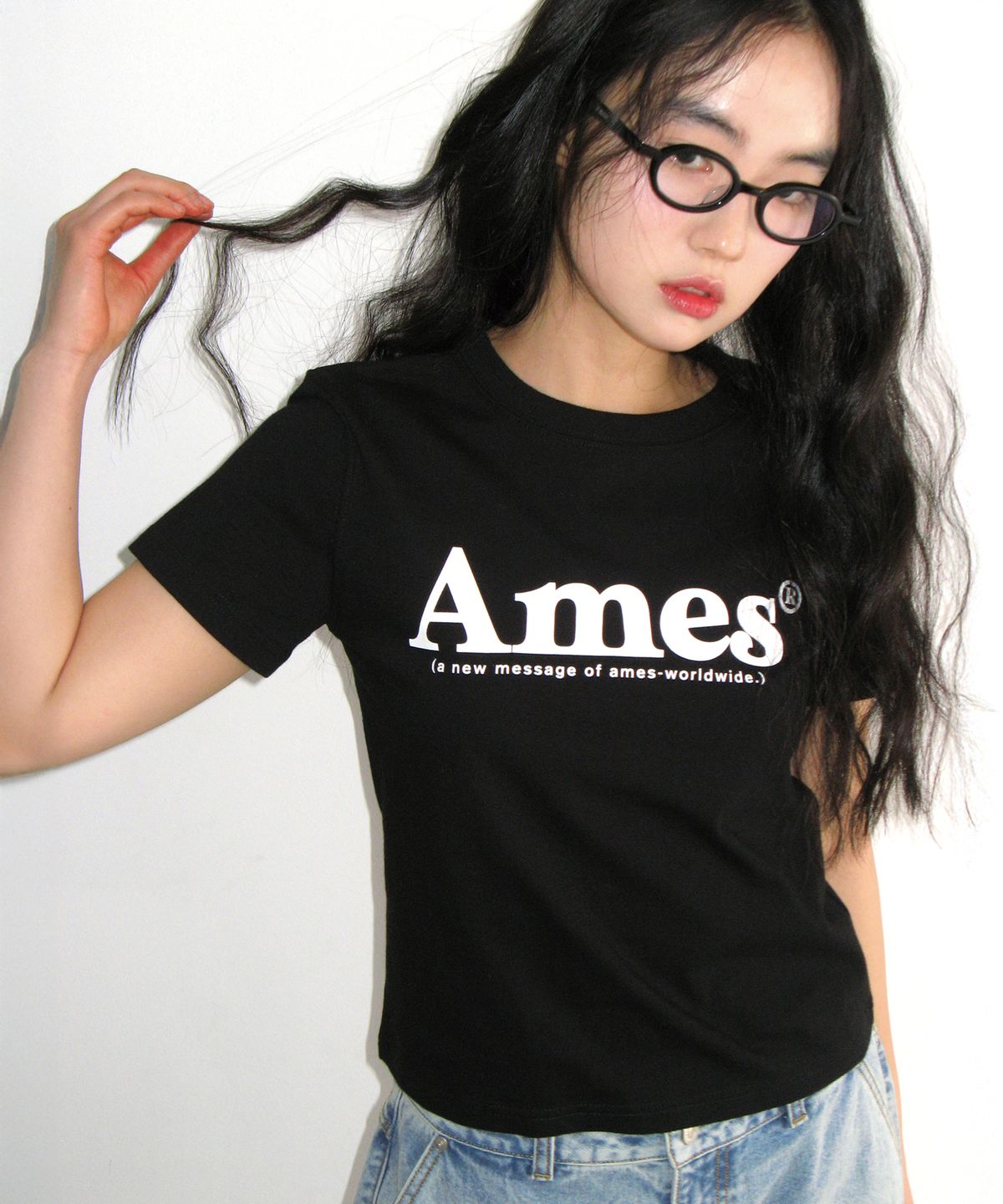 아메스 월드와이드(AMES-WORLDWIDE) (unisex) BASIC LOGO TEE BLACK