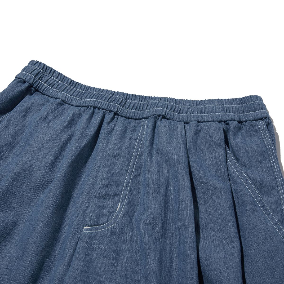 펜필드(PENFIELD) TWO TUCK DENIM WIDE HALF PANTS BLUE_FP2WP50U