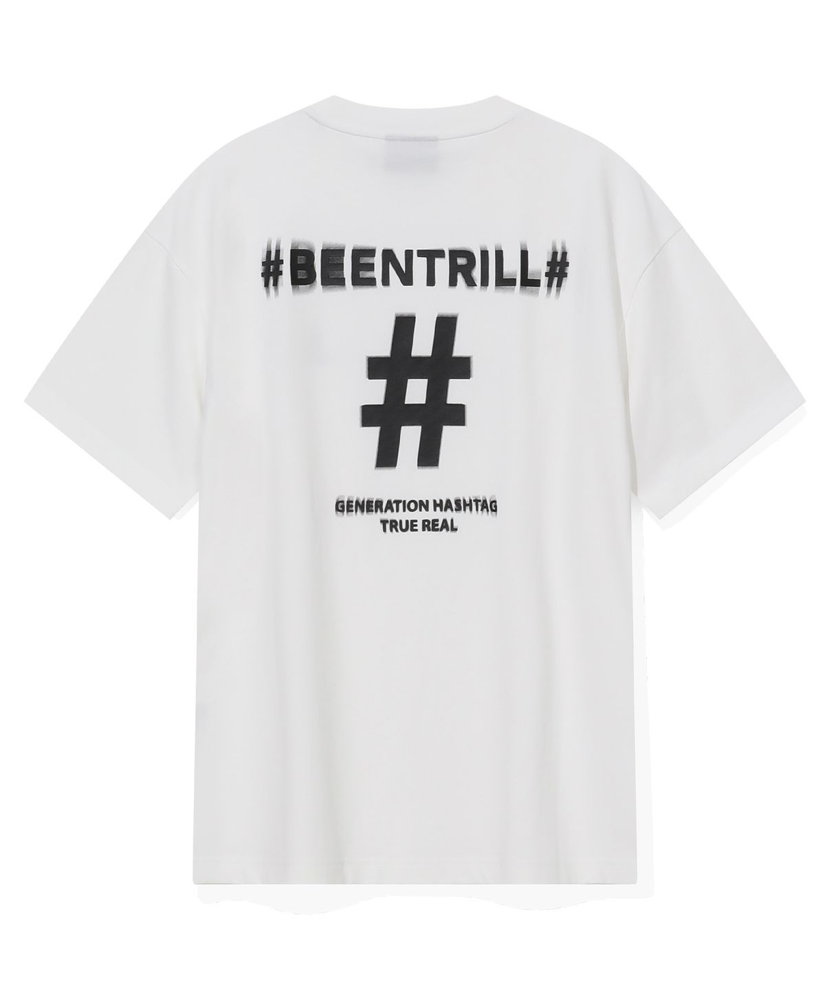 빈트릴(BEENTRILL) 쉐이크 해시태그 컴포트핏 티셔츠(오프 화이트)