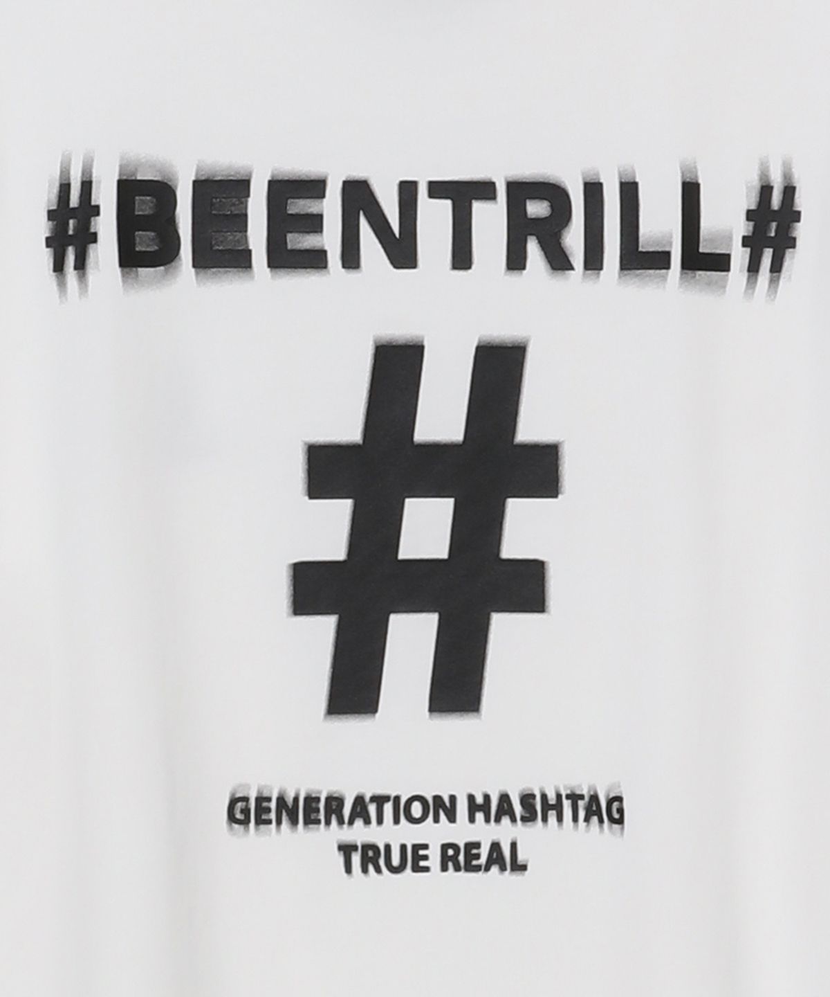 빈트릴(BEENTRILL) 쉐이크 해시태그 컴포트핏 티셔츠(오프 화이트)