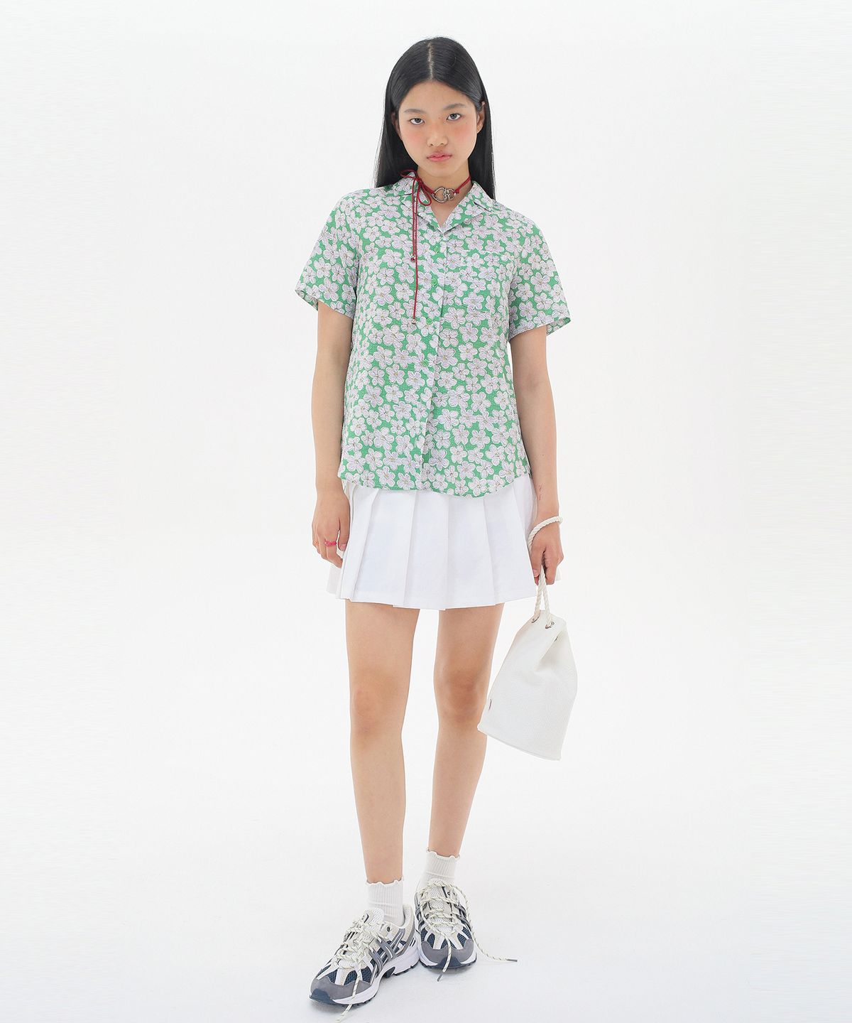준준스페이스(JUNEJUNE SPACE) Seersucker Floral Shirts_Green(시어서커 플로랄 셔츠_그린)
