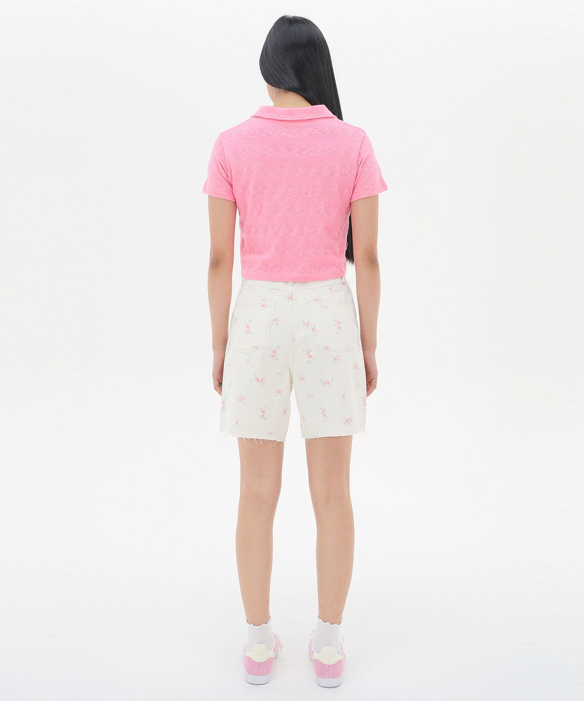 준준스페이스(JUNEJUNE SPACE) Crop PK T-shirts_Pink(크롭 피케이 티셔츠_핑크)